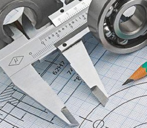Instrumentos de medição sobre desenho técnico